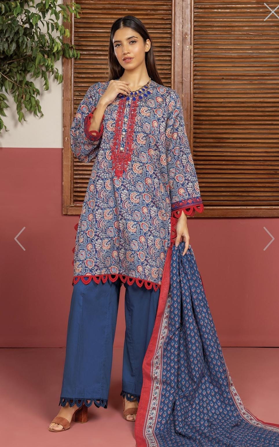 KHAADI | Embroidered | Unstitched Lawn Fabrics | 3 Piece | BLA240322A