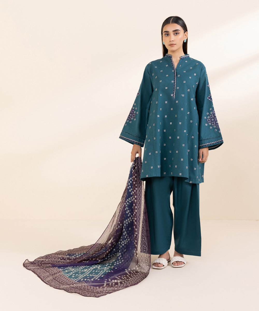 SAPPHIRE | Embroidered Lawn Suit | 3 Piece Unstitched | U3PE-DY24V7-13LS