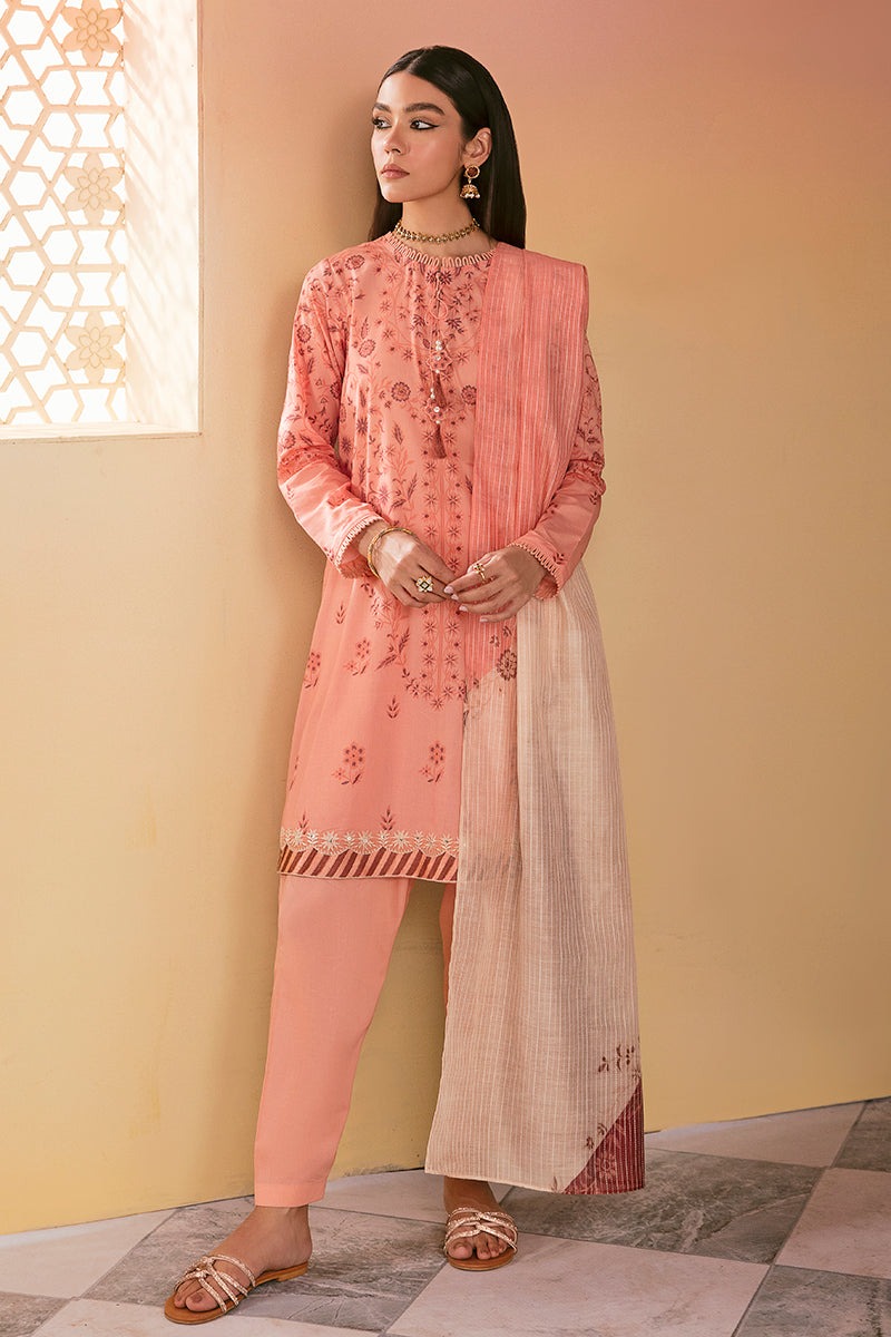 Cross Stitch | Printed Lawn Suit | 3 piece | Unstitched | Blush Peach D-17