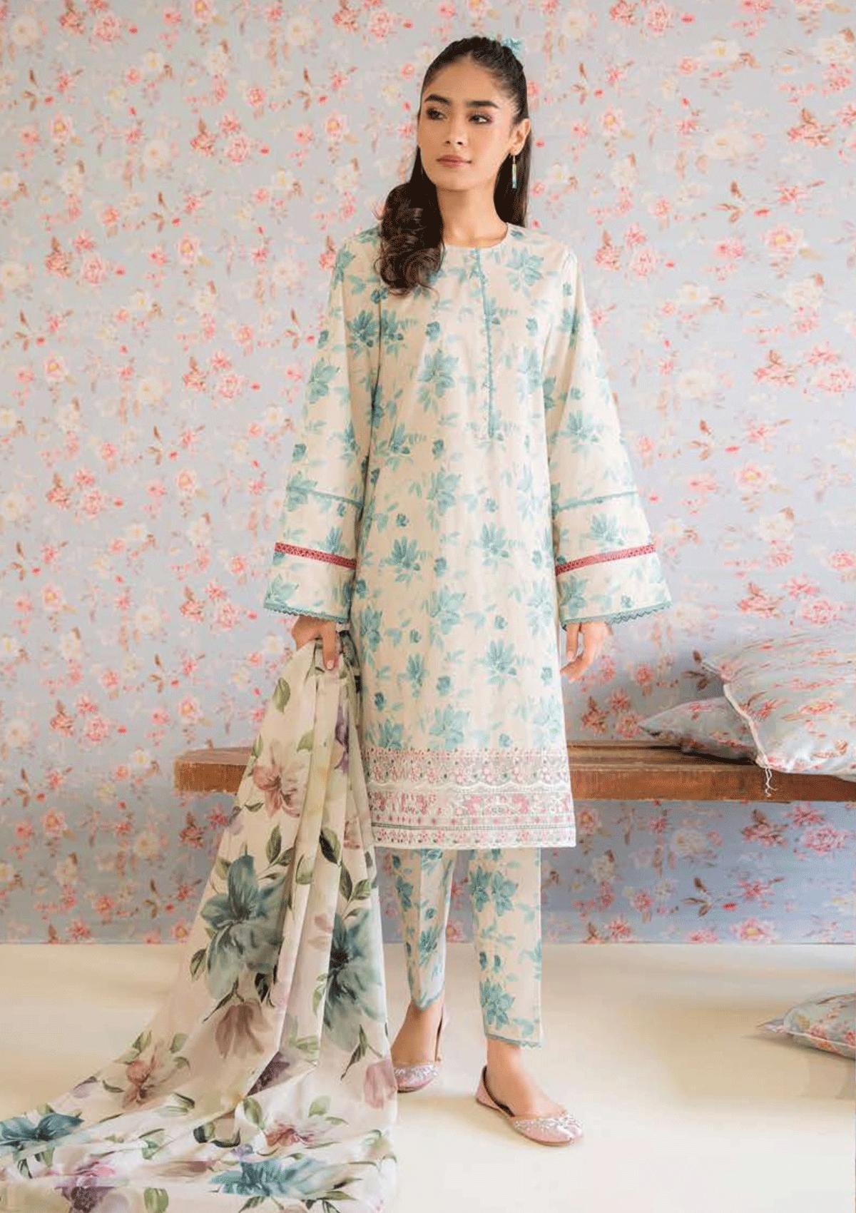 Cross Stitch | Lawn Collection | Unstitched 3 Piece | Blue Mist-1