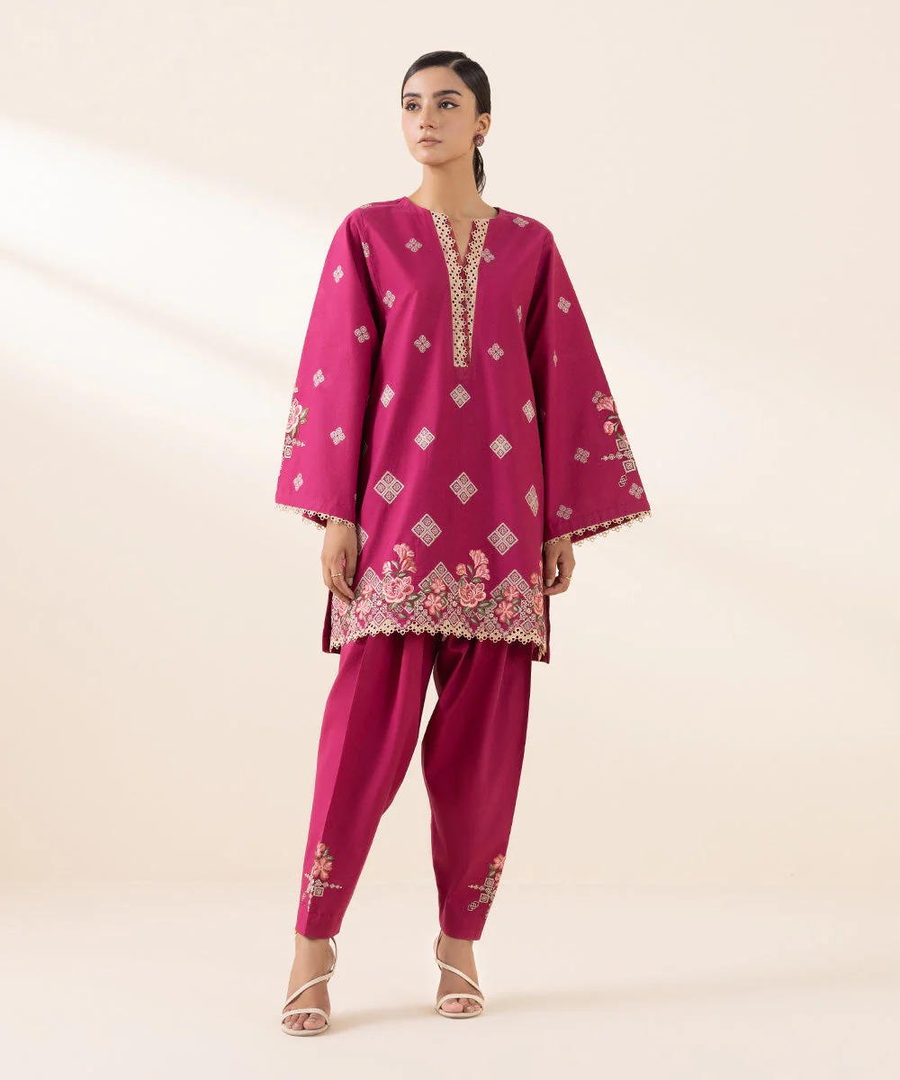 SAPPHIRE | Embroidered Cambric Suit | Unstitched 2 Piece | U2TE-ST24V7-2LS
