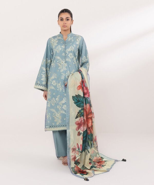 SAPPHIRE | Embroidered Cambric Suit | Unstitched 3 Piece | U3PE-ST24V5-26