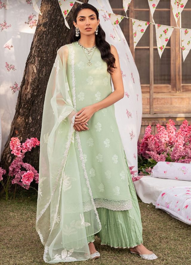 Cross Stitch | Eid Lawn Unstitched | CELADON SPRUCE-D-04