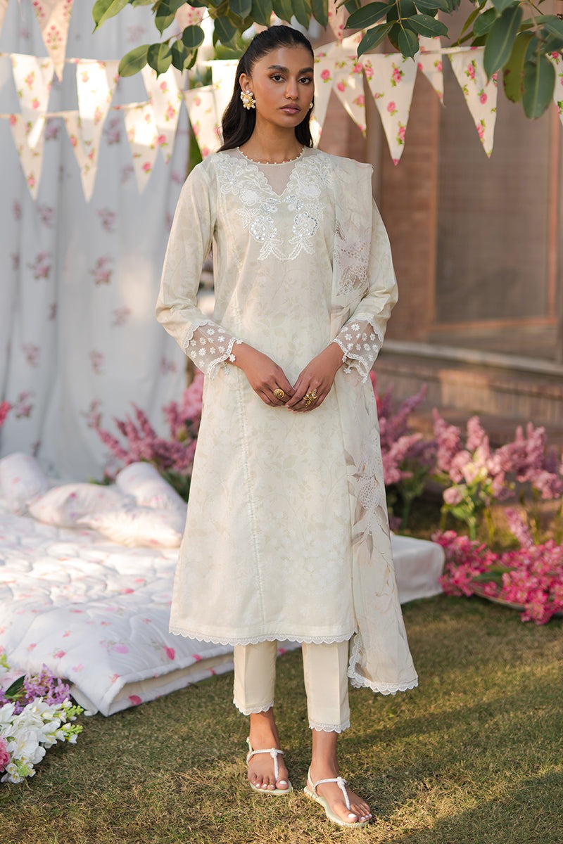 Cross Stitch | Embroidered Lawn Suit | Unstitched | 3 Piece | Whispering White D-25
